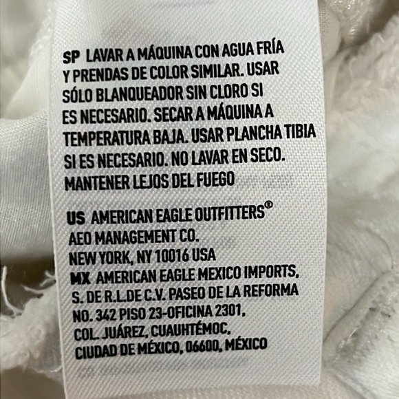 American Eagle Womens Cotton Pants White Size XSmall Elastic Waist Wide Leg - Picture 10 of 10